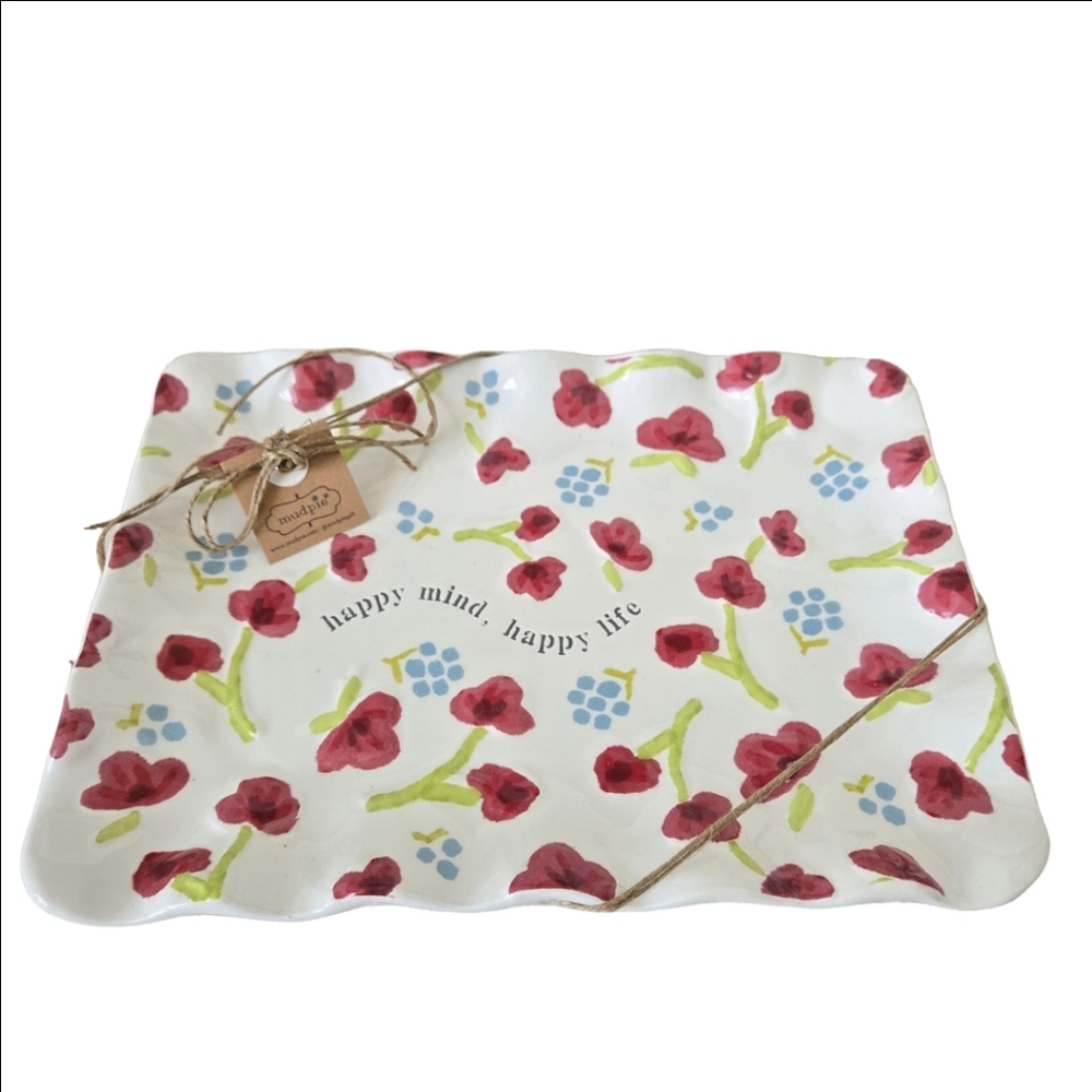 Mud Pie Ceramic Floral Sentiments Tray